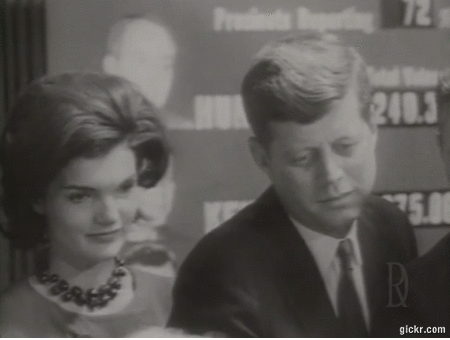 Jackie Kennedy at the side of her husband, John F. Kennedy